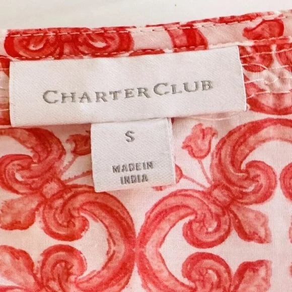 CHARTER CLUB Women Long Sleeve Pull Over V-Neck Beaded Orange Shirt Size Small - Picture 12 of 14